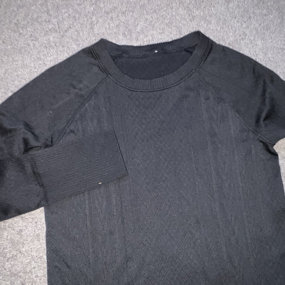 Lululemon Rest Less Pullover Long‎ Sleeve Textured Top Black Women's 2